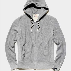 MIDWEIGHT FULL ZIP HOODIE IN ANTIQUE GREY MIX